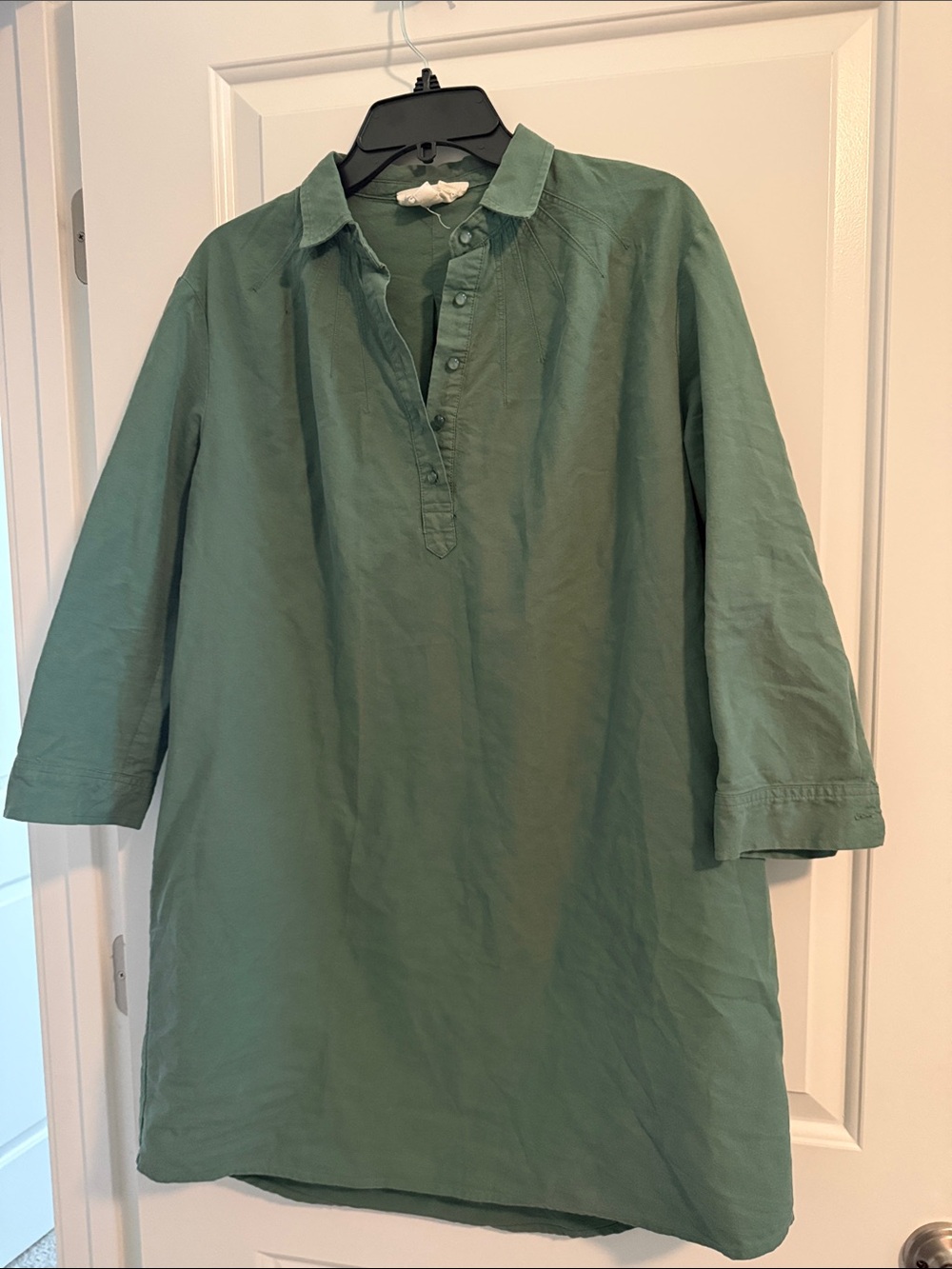 Tuckernuck Pomander Place Olive Green Shirt Dress Button Front Utility-size M